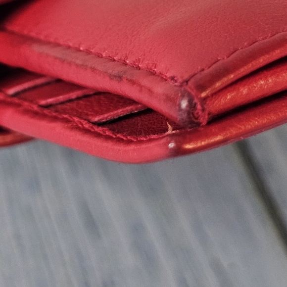 Salvatore Ferragamo Gancio Continental Leather Red Wallet GUC - Picture 12 of 15